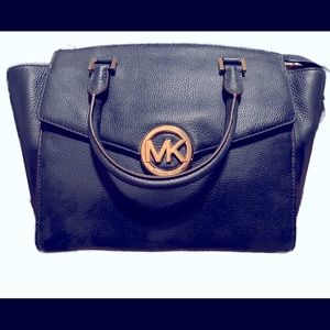 Blue micheal kor top handle bag